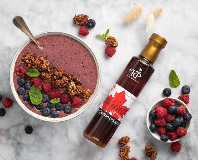 recette acai bowl sirop derable bol granola crocolat pour le petit dejeuner