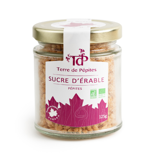 Sucre d'érable bio, sucre d'érable granulé bio 