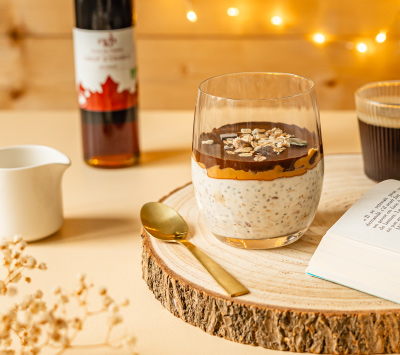 Overnight pudding au müesli et sirop d’érable